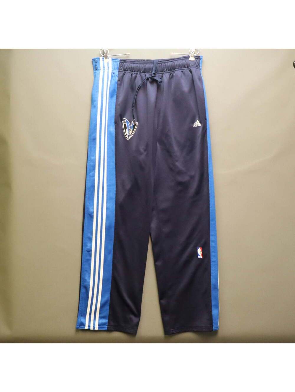 Adidas Dallas Mavericks Tearaway Track Pants Large Navy Blue Warm Up Snap NBA